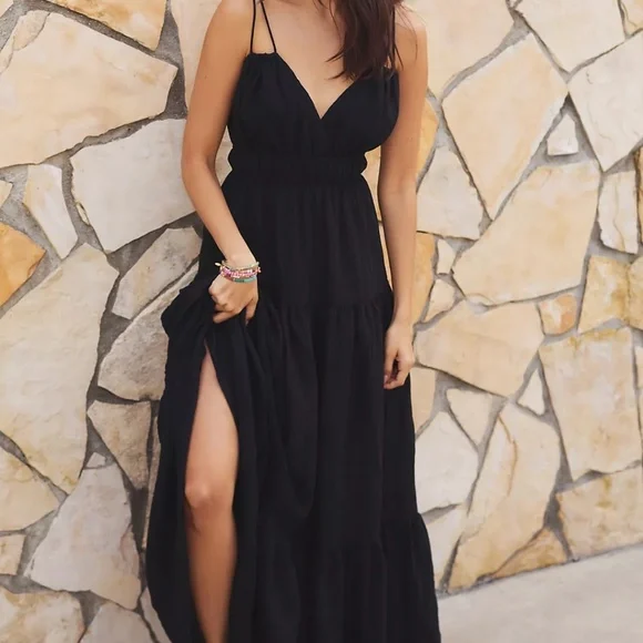 Hutch Tiered V-Neck Maxi Dress | Black | XS | NWOT!
